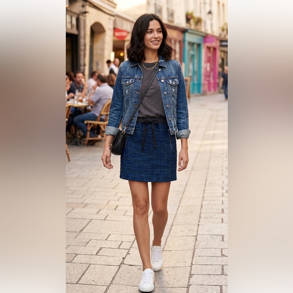 Sandro Blue Tweed Skirt